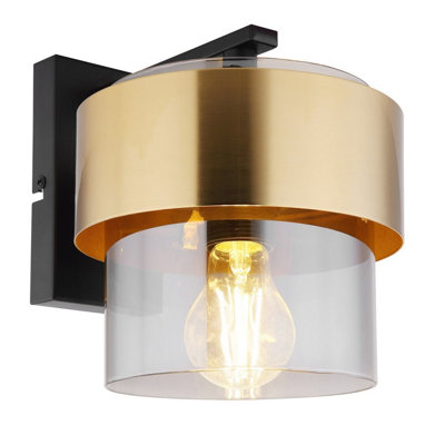Luminosa Lighting Luminosa Milley Wall Lamp Matt Black Glass Shade 1X E27 from B&Q
