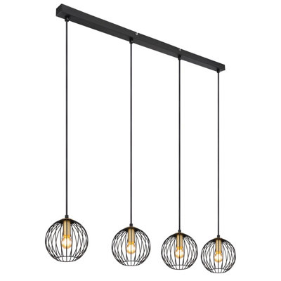 Luminosa Lighting Luminosa Eusebius Bar Pendant Ceiling Light Black 4X E14 from B&Q