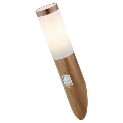 Luminosa Lighting Luminosa Boston Pir Outdoor Modern Wall Lamp Wood Look Ip44 1X E27 from B&Q