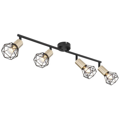 Luminosa Lighting Luminosa Xara I Ceiling Spotlight Bar Black Gold 4X E14 from B&Q