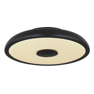 Luminosa Lighting Luminosa Raffy Decorative Flush Ceiling Light Black Ip44 1X Rgb Led Dimmable 3000-6500K Remote Control from B&Q