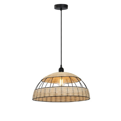 B&Q -  Luminosa Strahler Wire Frame Pendant Ceiling Light Black 1X E27
