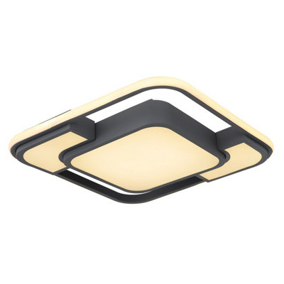 Luminosa Lighting Luminosa Nirra 42Cm Integrated Led Semi Flush Ceiling Light Graphite Led 3000K from B&Q