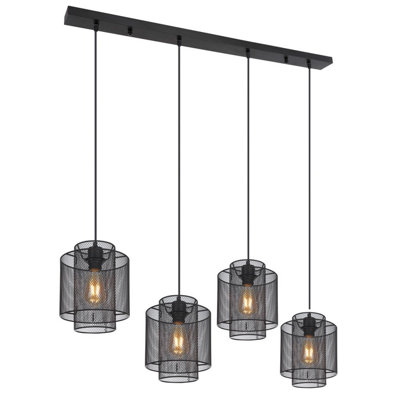 Luminosa Lighting Luminosa Augustin Bar Pendant Ceiling Light Matt Black 4X E27 from B&Q
