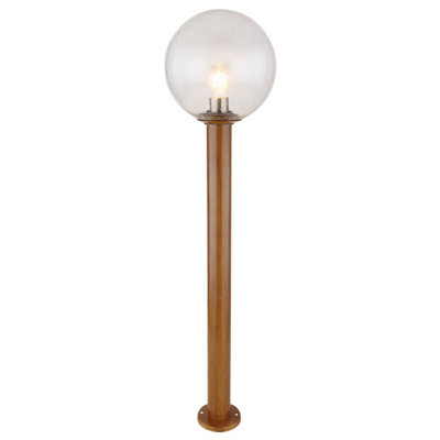 Luminosa Lighting Luminosa Ossy Outdoor Bollard Wood Look Ip44 Clear Glass Shade 1X E27 from B&Q