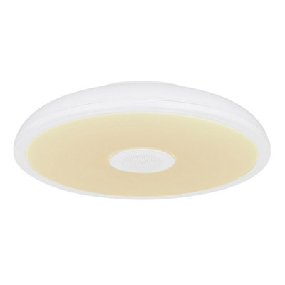Luminosa Lighting Luminosa Raffy Decorative Flush Ceiling Light White Ip44 1X Rgb Led Dimmable 3000-6500K Remote Control from B&Q