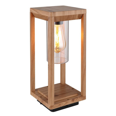 Luminosa Lighting Luminosa Candela Outdoor Pedestal Light Wood Look Ip44 1X E27 from B&Q