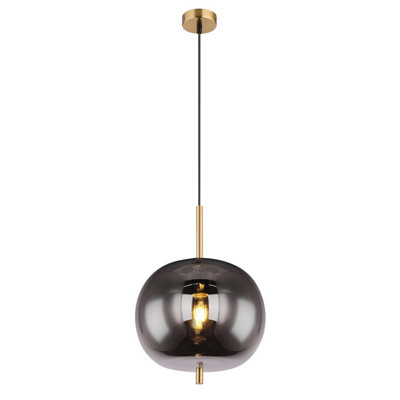 Luminosa Lighting Luminosa Blacky I Globe Pendant Ceiling Light Brass-Coloured Glass Shade 1X E27 from B&Q