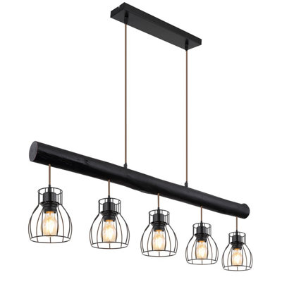 B&Q -  Luminosa Mina Bar Pendant Ceiling Light Matt Black 5X E27