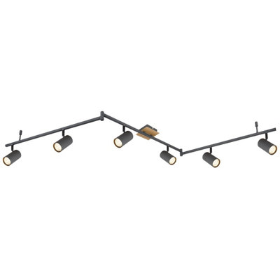 Luminosa Lighting Luminosa Robby Ceiling Spotlight Bar Graphite 6X Gu10 from B&Q