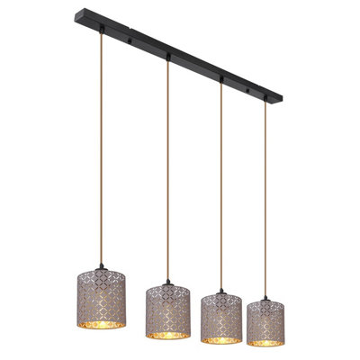 B&Q -  Luminosa Cindy Bar Pendant Ceiling Light Matt Black 4X E27