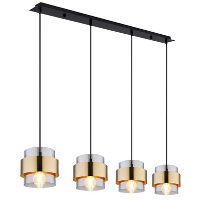 Luminosa Lighting Luminosa Milley Bar Pendant Ceiling Light Matt Black Glass Shade 4X E27 from B&Q