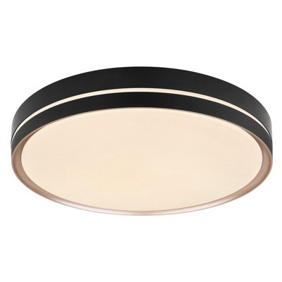 Luminosa Lighting Luminosa Manni 48.5Cm Integrated Led Semi Flush Ceiling Light Black Led Dimmable 2700-6500K Remote Control from B&Q