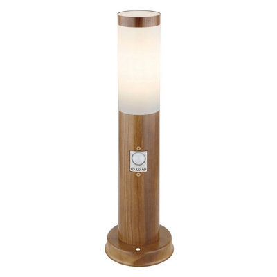 Luminosa Lighting Luminosa Boston Pir Outdoor Pedestal Light Wood Look Ip44 1X E27 Dawn Dusk Sensor from B&Q