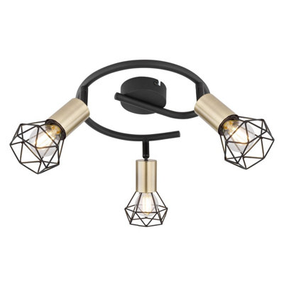 Luminosa Lighting Luminosa Xara I Ceiling Spotlight Clusters Black Gold 3X E14 from B&Q