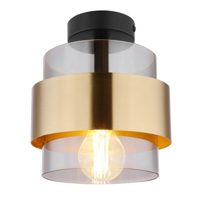 Luminosa Lighting Luminosa Milley Cylindrical Ceiling Light Matt Black Glass Shade 1X E27 from B&Q