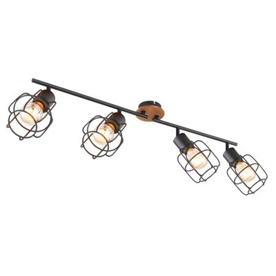 Luminosa Lighting Luminosa Willa Ceiling Spotlight Bar Black 4X E27 from B&Q
