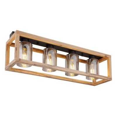 Luminosa Lighting Luminosa Pettey Ceiling Spotlight Bar Matt Black Smoke With Air Bubbles Glass Shade 4X E27 from B&Q