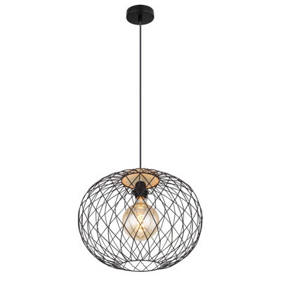 B&Q -  Luminosa Lacky Wire Frame Pendant Ceiling Light Matt Black 1X E27
