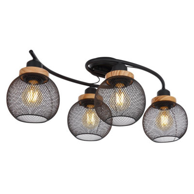 Luminosa Lighting Luminosa Pablo Multi Arm Semi Flush Ceiling Lamp Matt Black 4X E27 from B&Q