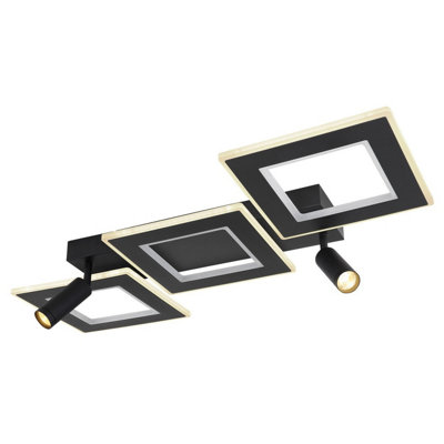 Luminosa Lighting Luminosa Marian 82X56Cm Integrated Led Semi Flush Ceiling Light Matt Black Led Dimmable 2700-6500K Remote Control from B&Q