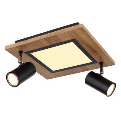 B&Q -  Luminosa Ulla 30Cm Integrated Led Semi Flush Ceiling Light Matt Black 3X Led 3000K
