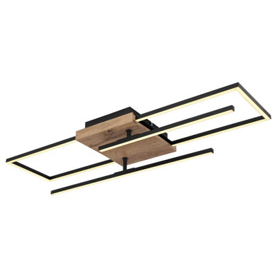 Luminosa Lighting Luminosa Kendra 80X20Cm Integrated Led Semi Flush Ceiling Light Matt Black 2X Led 3000K from B&Q
