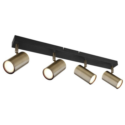 Luminosa Lighting Luminosa Robby Ceiling Spotlight Bar Matt BlackGold 4X Gu10 from B&Q