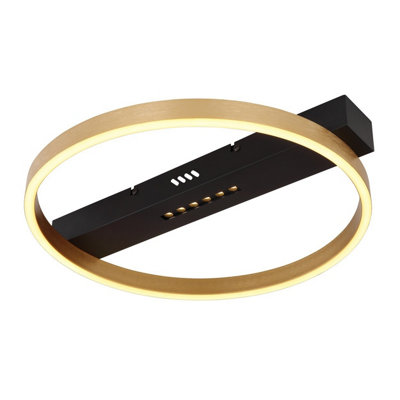 Luminosa Lighting Luminosa Luffy 40Cm Integrated Led Semi Flush Ceiling Light Matt Black Round Led 3000K from B&Q