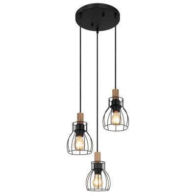 Luminosa Lighting Luminosa Mina Cluster Pendant Ceiling Light Matt Black 3X E27 from B&Q