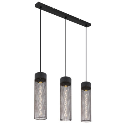 B&Q -  Luminosa Hans Bar Pendant Ceiling Light Matt Black 3X E27