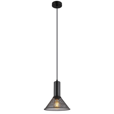 B&Q -  Luminosa Jedd Dome Pendant Ceiling Light Matt Black 1X E27