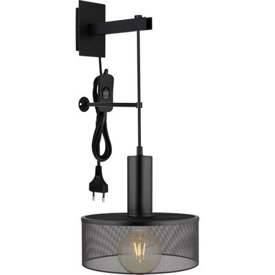 Luminosa Lighting Luminosa Jedd 25Cm Wall Lamp Matt Black 1X E27 from B&Q