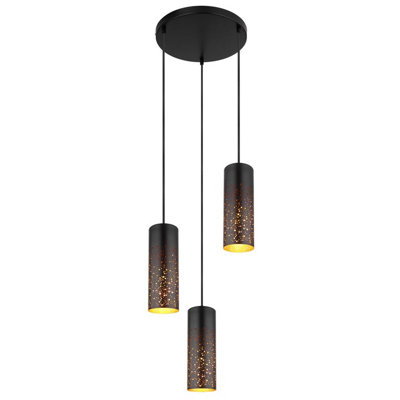 Luminosa Lighting Luminosa Crocky Cluster Pendant Ceiling Light Matt Black 3X E27 from B&Q