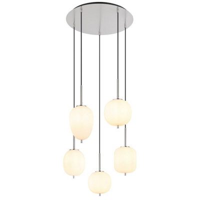 Luminosa Lighting Light Luminosa Ing Luminosa Blacky I Cluster Pendant Ceiling Nickel Matt Opal Glass Shade 5X E14 Size 5
