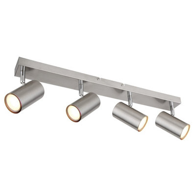 Luminosa Lighting Luminosa Robby Ceiling Spotlight Bar Nickel Matt 4X Gu10 from B&Q