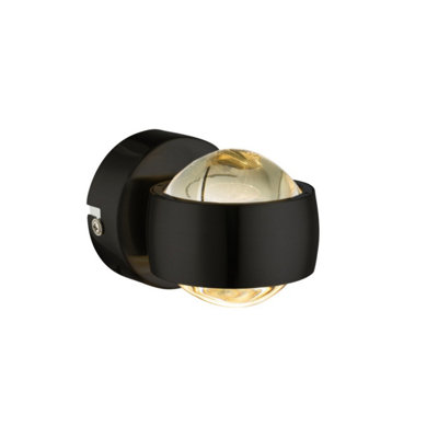 Luminosa Lighting Luminosa Randi Integrated Led Wall Lamp Matt Black Clear Glass Shade 2X Led 3000K from B&Q
