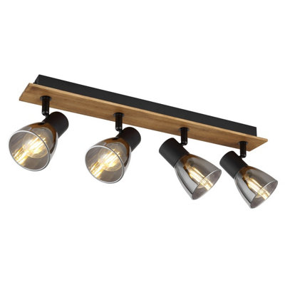 Luminosa Lighting Luminosa Claude Ceiling Spotlight Bar Dark Brown Smoke Glass Shade 4X E14 from B&Q
