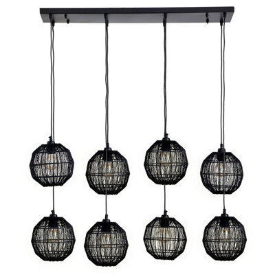 B&Q -  Luminosa Hermi Ii Cluster Pendant Ceiling Light Matt Black 8X E27