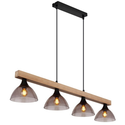 Luminosa Lighting Luminosa Lindi Bar Pendant Ceiling Light Matt Black Smoke Glass Shade 4X E14 from B&Q