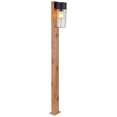 Luminosa Lighting Luminosa Etsi Outdoor Bollard Wood Look Dark Ip44 Smoke Glass Shade 1X E27 from B&Q