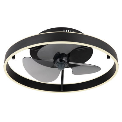 Luminosa Lighting Luminosa Conway Ceiling Fan Black Led Dimmable 2700-6500K Remote Control Timer from B&Q