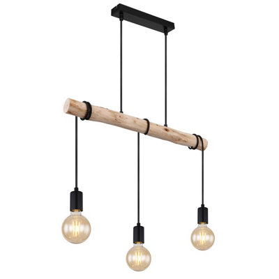 B&Q -  Luminosa Gregor Bar Pendant Ceiling Light Black 3X E27