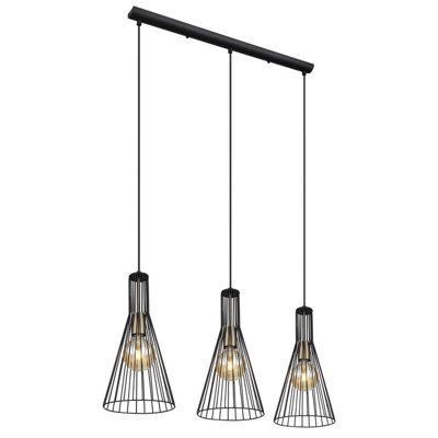 B&Q -  Luminosa Milli Bar Pendant Ceiling Light Black 3X E27