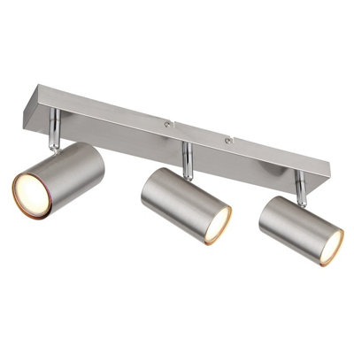Luminosa Lighting Luminosa Robby Ceiling Spotlight Bar Nickel Matt 3X Gu10 from B&Q