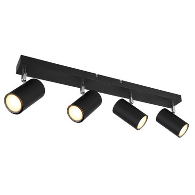 Luminosa Lighting Luminosa Robby Ceiling Spotlight Bar Matt Black 4X Gu10 from B&Q