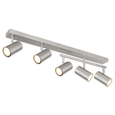 Luminosa Lighting Luminosa Robby Ceiling Spotlight Bar Nickel Matt 5X Gu10 from B&Q