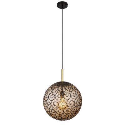 Luminosa Lighting Luminosa Fitz 35Cm Globe Pendant Ceiling Light Matt Black 1X E27 from B&Q