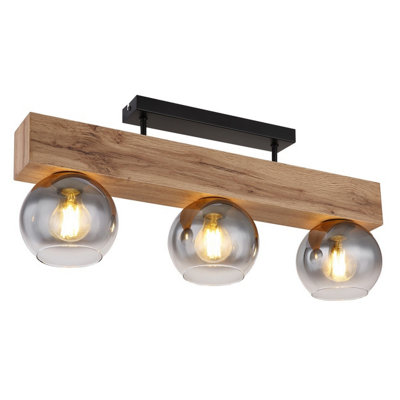Luminosa Lighting Luminosa Moitas Ceiling Spotlight Bar Matt Black Smoke Glass Shade 3X E27 from B&Q