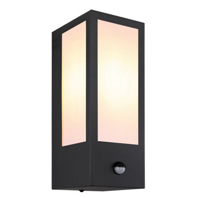 Luminosa Lighting Luminosa Gundula Pir Outdoor Wall Lantern Matt Black Ip44 1X E27 Dawn Dusk Sensor from B&Q